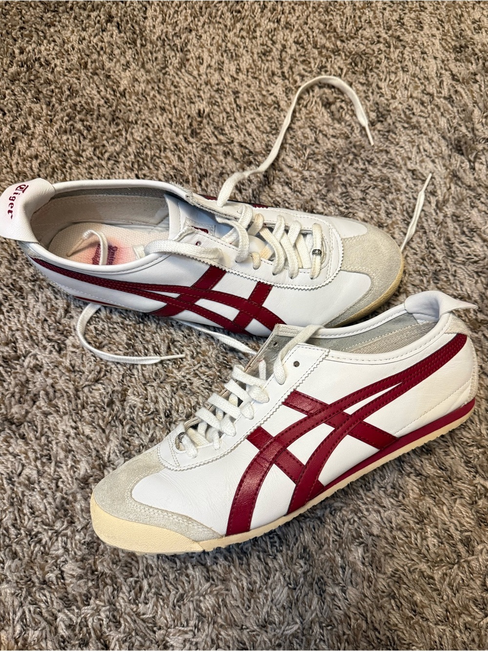 Onitsuka Tiger by Asics White Sneakers with Red Stripes